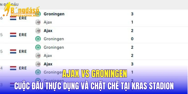 Ajax vs Groningen cuộc đấu thực dụng và chặt chẽ tại Kras Stadion