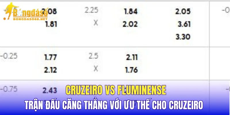 Cruzeiro vs Fluminense trận đấu căng thẳng với ưu thế cho Cruzeiro 