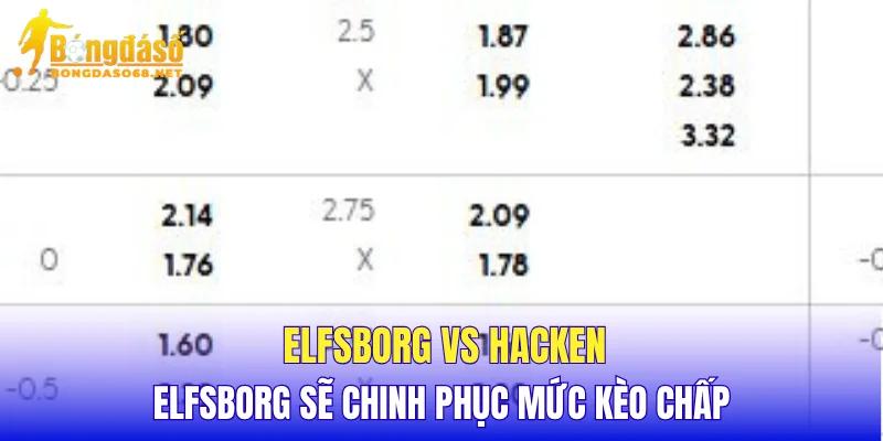 Elfsborg vs Hacken Elfsborg sẽ chinh phục mức kèo chấp