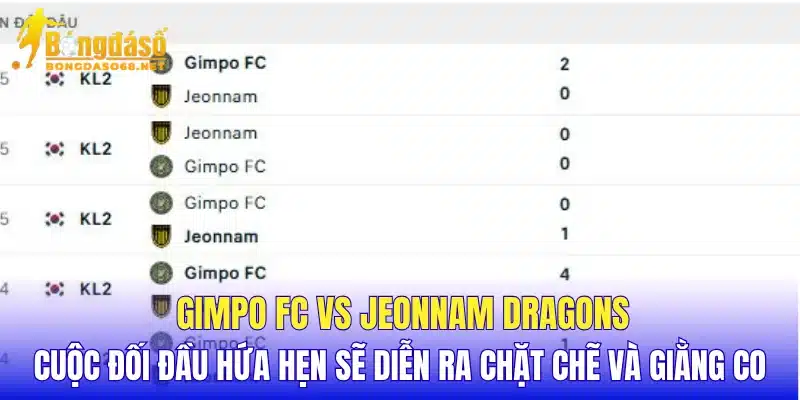Gimpo FC vs Jeonnam Dragons cuộc đối đầu hứa hẹn sẽ diễn ra chặt chẽ và giằng co