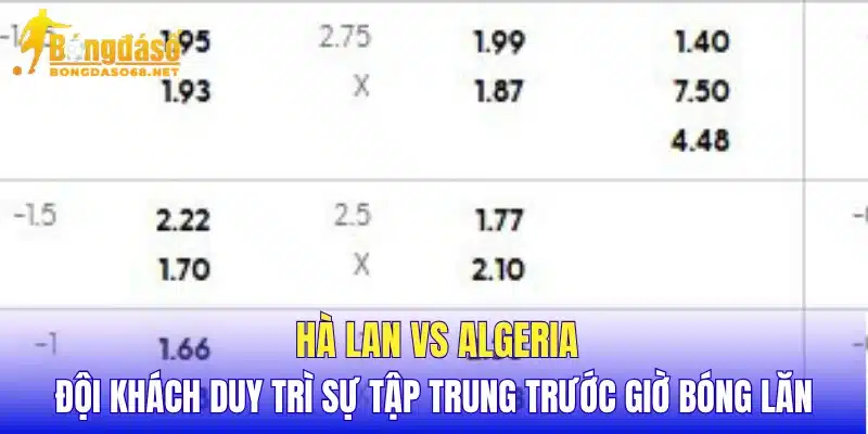 Hà Lan vs Algeria đội khách duy trì sự tập trung trước giờ bóng lăn