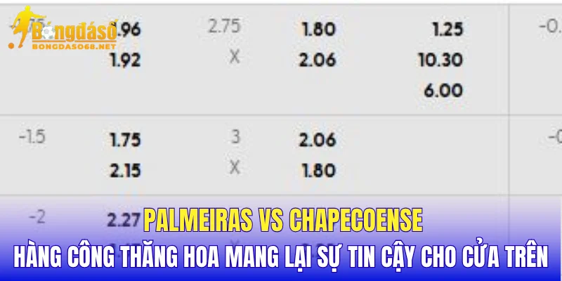 Palmeiras vs Chapecoense hàng công thăng hoa mang lại sự tin cậy cho cửa trên