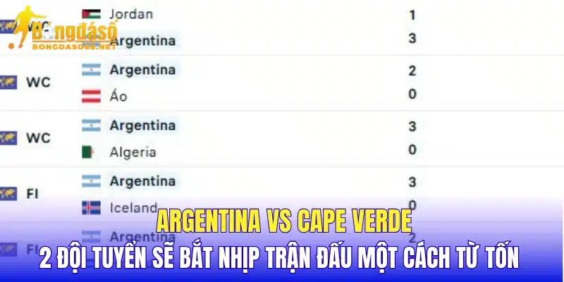 Argentina vs Cape Verde 2 đội tuyển sẽ bắt nhịp trận đấu một cách từ tốn