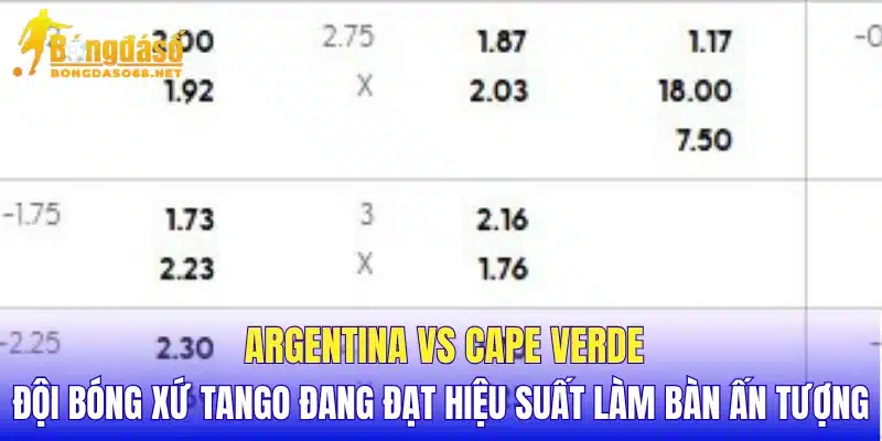 Argentina vs Cape Verde đội bóng xứ Tango đang đạt hiệu suất làm bàn ấn tượng