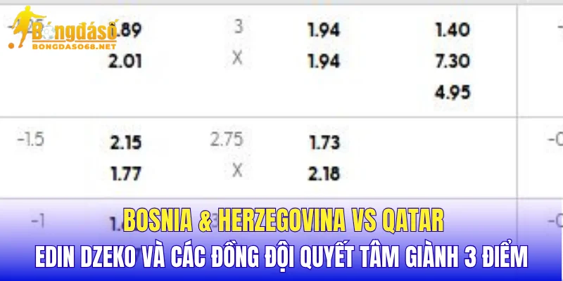 Bosnia & Herzegovina vs Qatar Edin Dzeko và các đồng đội quyết tâm giành 3 điểm