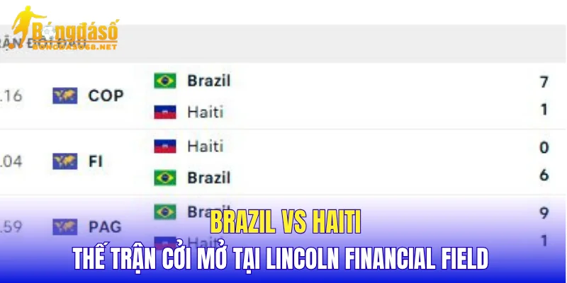 Brazil vs Haiti thế trận cởi mở tại Lincoln Financial Field