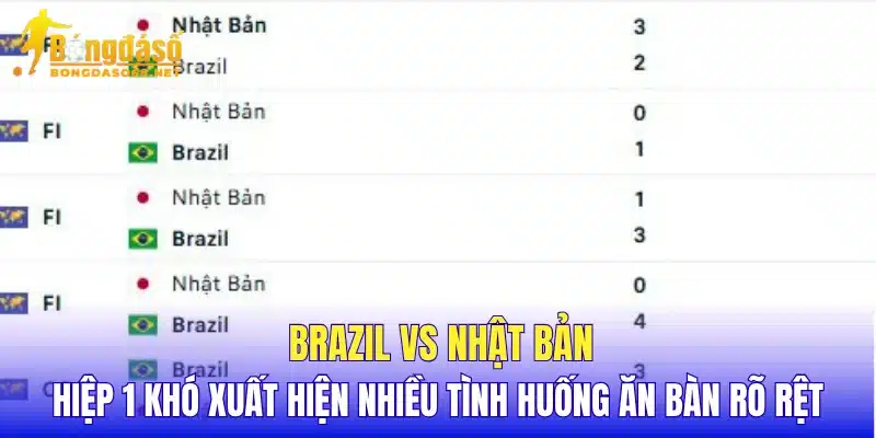 Brazil vs Nhật Bản hiệp 1 khó xuất hiện nhiều tình huống ăn bàn rõ rệt