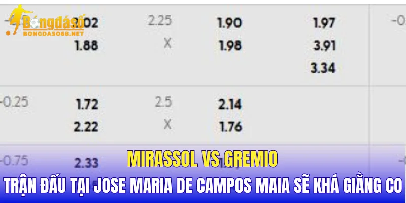 Mirassol vs Gremio trận đấu tại Jose Maria de Campos Maia sẽ khá giằng co
