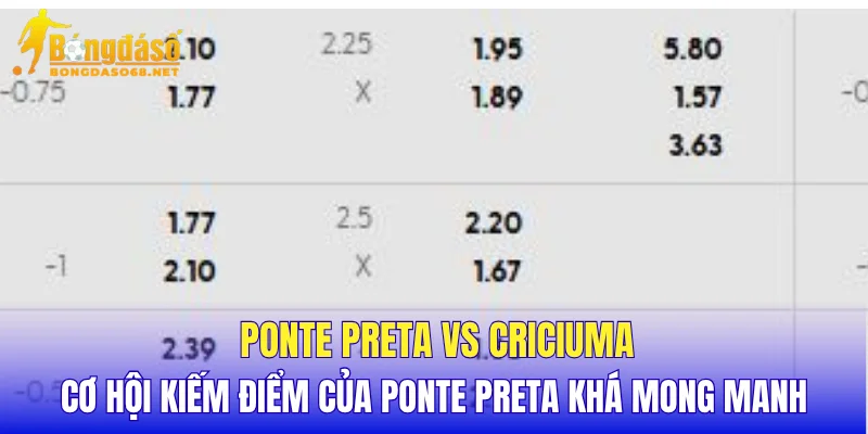 Ponte Preta vs Criciuma cơ hội kiếm điểm của Ponte Preta khá mong manh