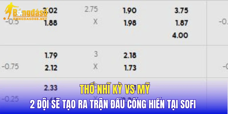 Thổ Nhĩ Kỳ vs Mỹ 2 đội sẽ tạo ra trận đấu cống hiến tại SoFi 